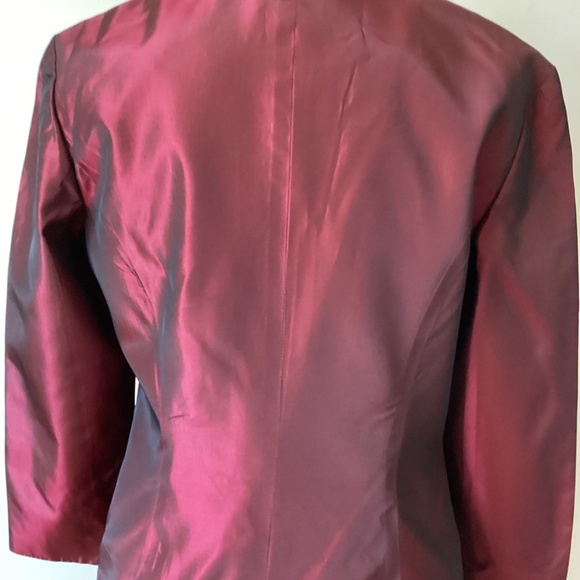 VINTAGE Holt Renfrew 2-piece Taffeta Outfit Burgundy US 8 - Picture 7 of 11